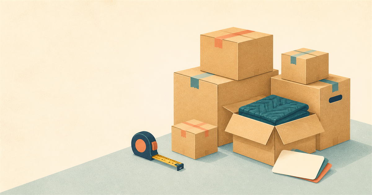 An organised set of moving boxes ready for a move